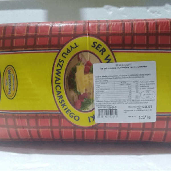 Сир Влощова тип Швейцарський с дірками брус Польща (вага від 0.5кг) ціна вказана за 1кг